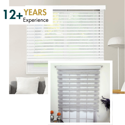 White & Grey Wooden Blinds in Dubai