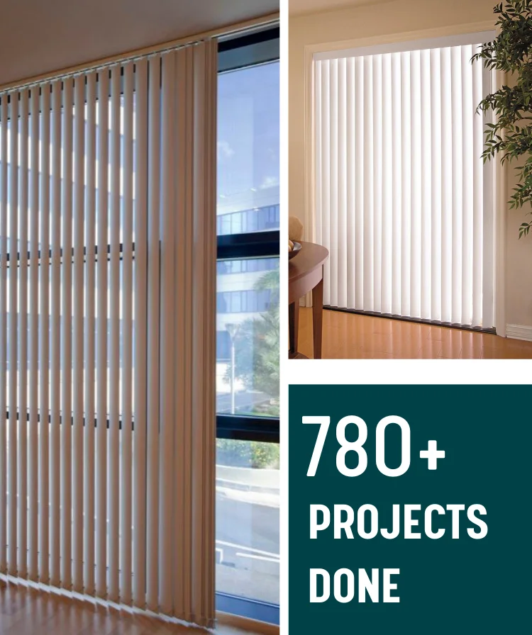 vertical blinds with curtains Dubai