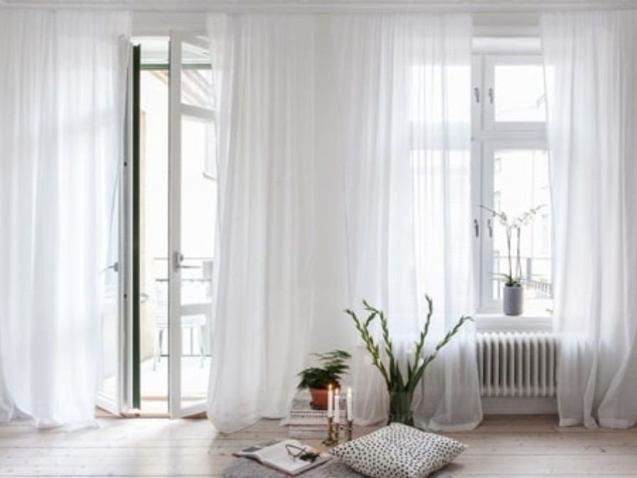 White curtain size customization