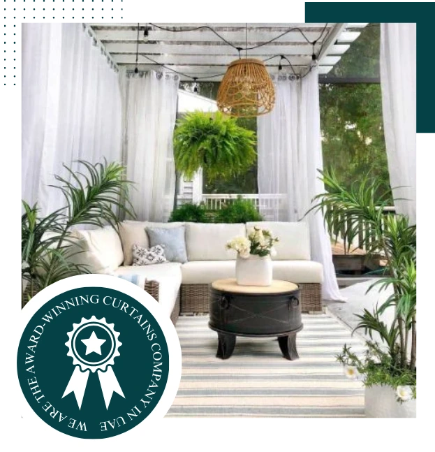 White sheer wave curtains outdoor seating