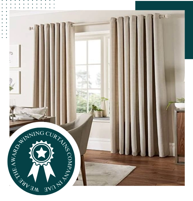 Beige eyelet curtains living room