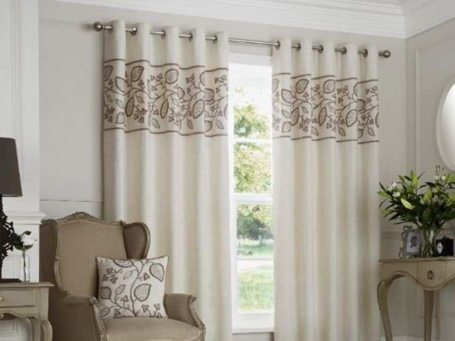 Floral embroidered eyelet window curtains