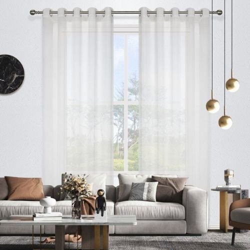 Eyelet sheer window curtains white