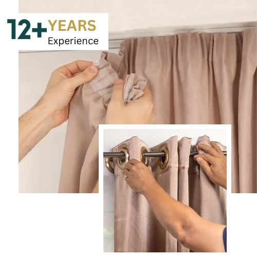 Installing eyelet curtains on rod