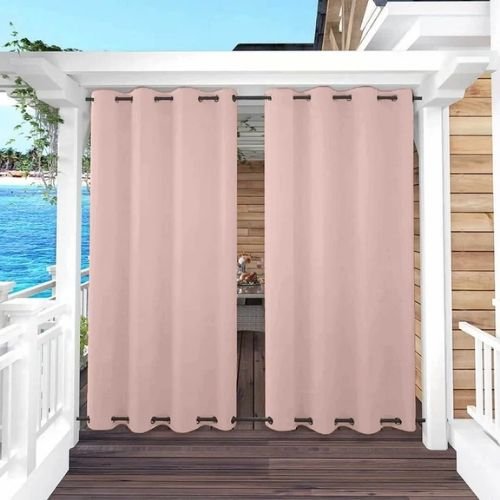 Pink outdoor wave curtains balcony