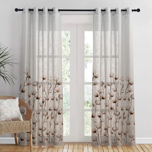 Printed sheer window curtains design