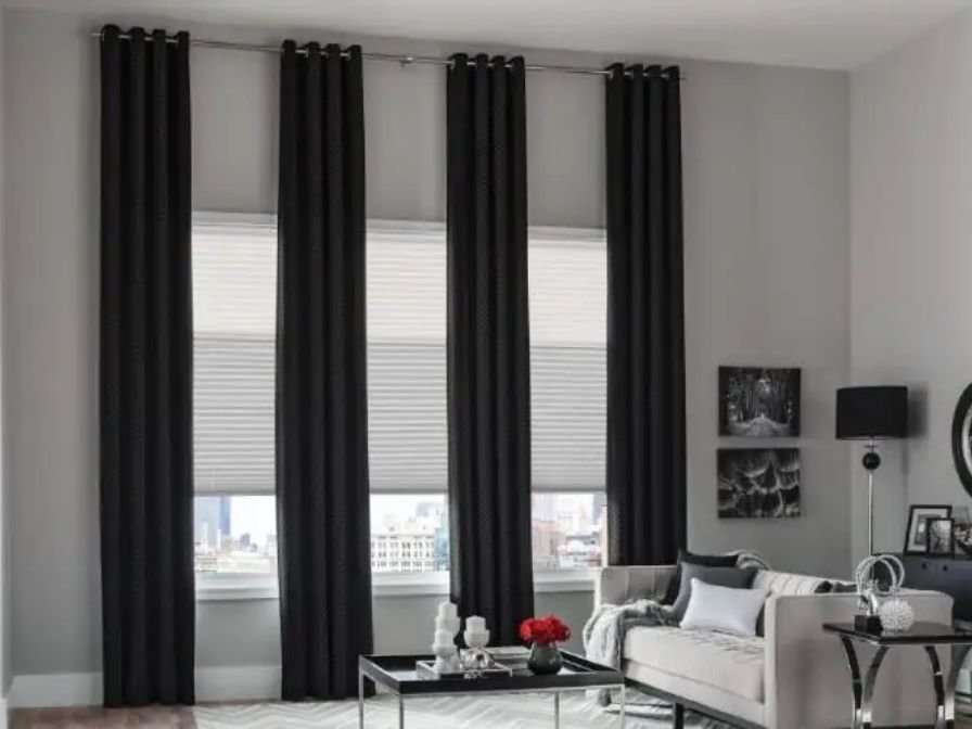 Black eyelet window curtains stylish
