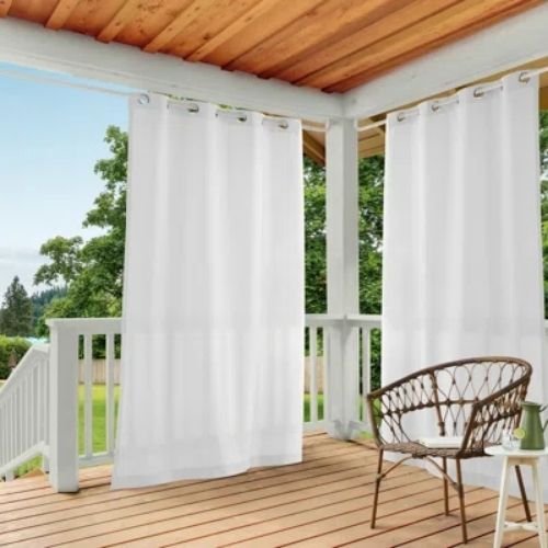 White outdoor sheer wave curtains