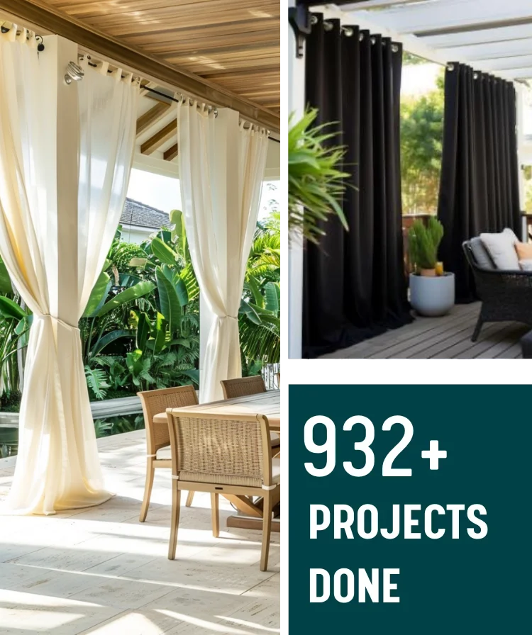 Outdoor sheer and blackout wave curtains