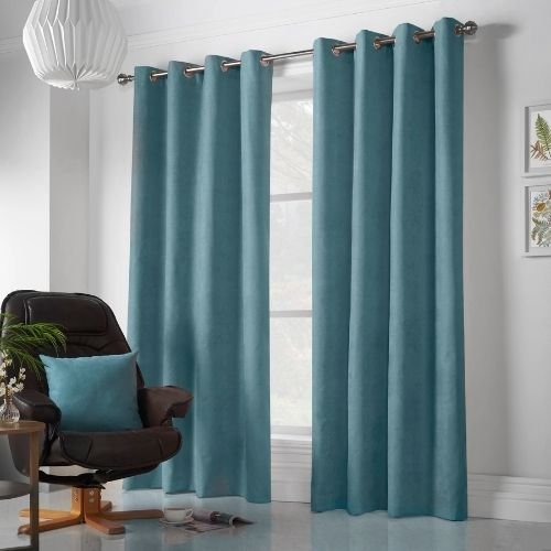Velvet eyelet curtains