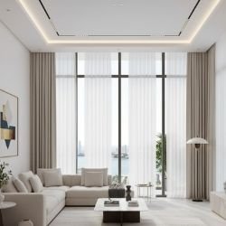 Sheer layered blackout window curtains