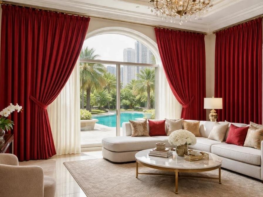 Red curtain size customization