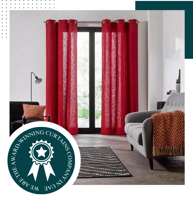 Custom red curtains Dubai