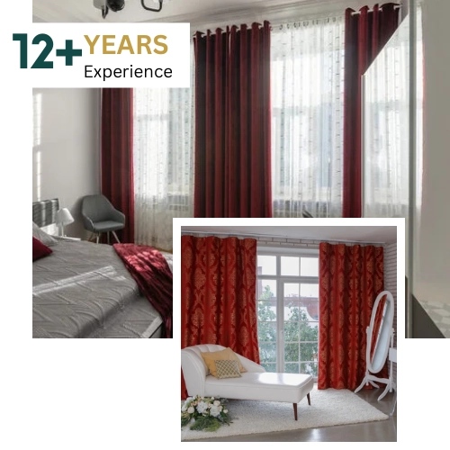 Red curtain installation Dubai