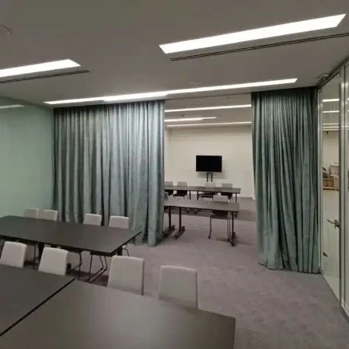 Sound reducing office window drapes