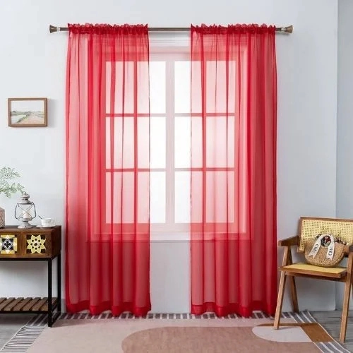 Scarlet Voile Drapes